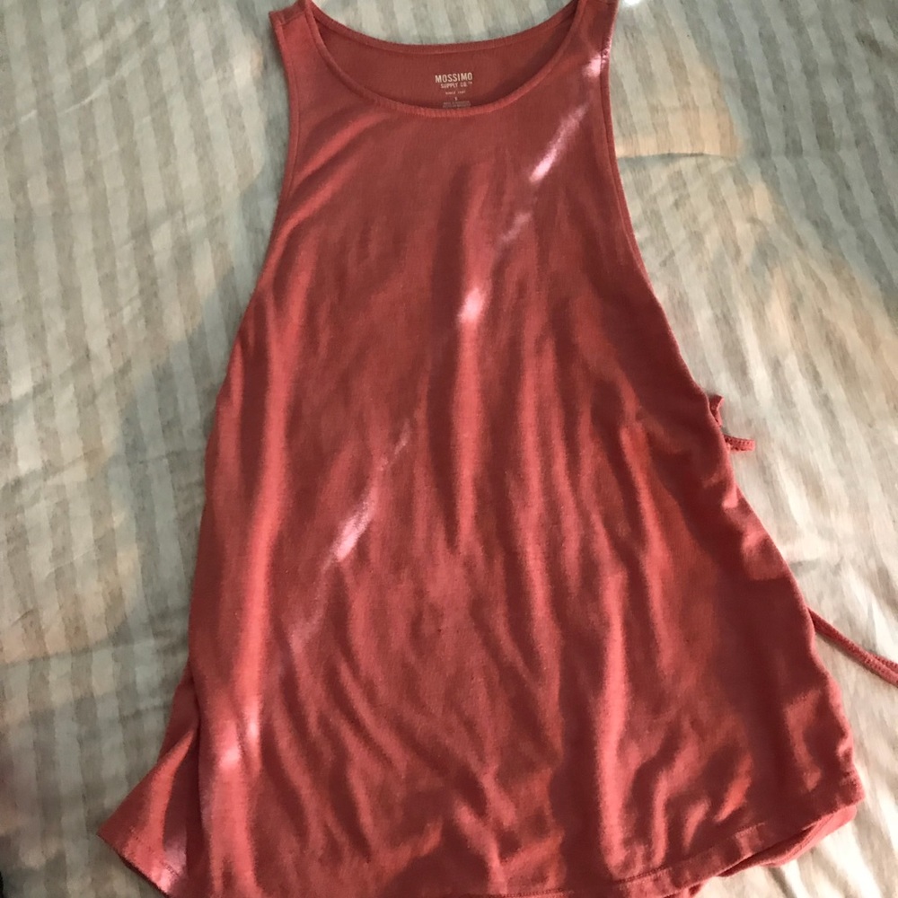 High neck, side tie tank top